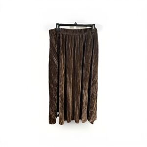 Woman Within Crushed Velvet Midi Skirt Gray Sz L 18/20 Whimsigoth Grunge